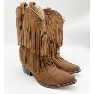 Smoky Mountain Boots Fringed Leather Cowboy Brown Boots